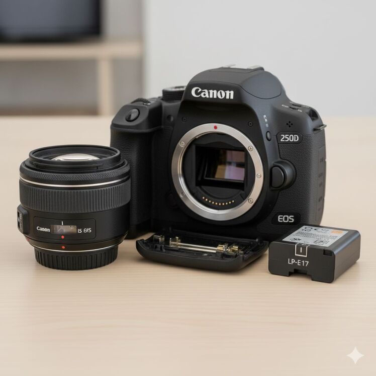 نگهداری تخصصی دوربین کانن 250D لنز، باتری و اجزای داخلی