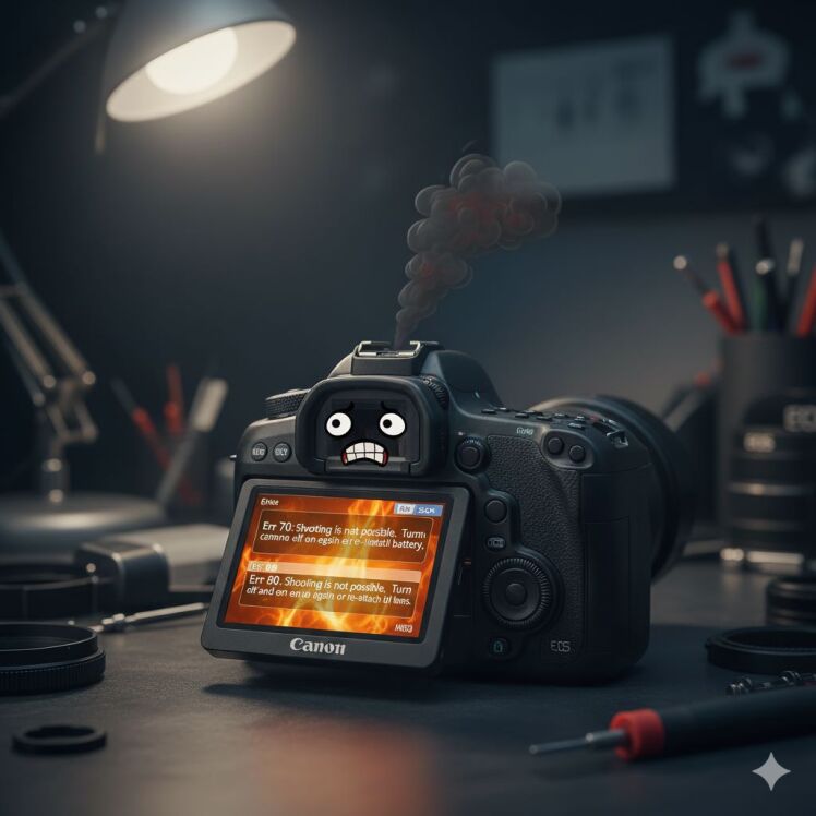 ارور Err70 و Err80 کانن | بررسی و تعمیر خطای دوربینهای میرورلس سری R