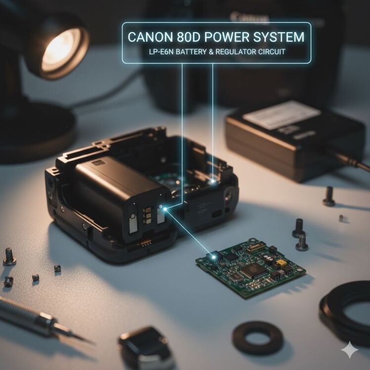 پاور دوربین 80D بررسی، تعمیر و نگهداری تخصصی مدار Power و باتری