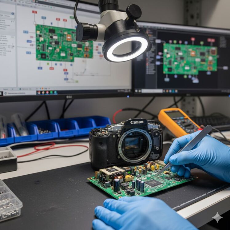 مدار تغذیه کانن | تعمیر و بررسی مشکلات باتری‌خوری در میرورلس‌های سری R